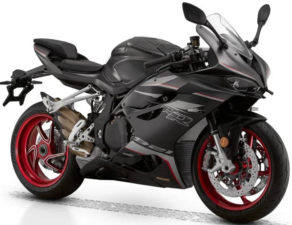QJ MOTOR SRK 921 RR motorcycle with sporty design and vibrant red color, side view showcasing the sleek body and stylish details.