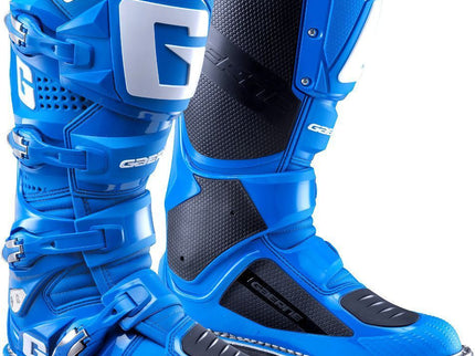 GAERNE SG12 MX boots in solid blue, showcasing durable sporty motocross footwear with secure ankle support and rugged soles.