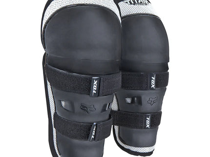 FOX PEEWEE TITAN youth knee and shin pads with adjustable straps and protective padding for skateboarding or BMX riding.