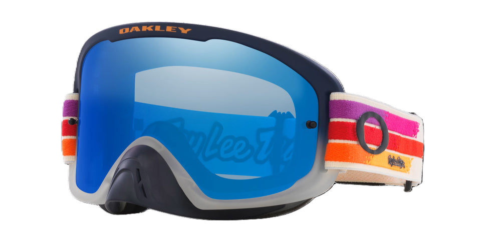 Oakley O-Frame® 2.0 PRO MX goggles with sunrise-tinted lenses, featuring an O-Frame design for motocross riding.