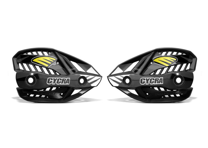 Black Cycra Probend Ultra Hand Shields for Yamaha, replacement hand guards without covers, designed for off-road motorcycle riding.