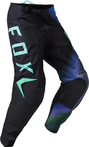 Black FOX 180 Toxsyk youth MX pants with reinforced knee panels and adjustable waist for motocross riding.