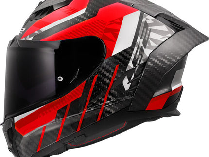 LS2 Dragon Trax Gloss Red FF807 road helmet with aerodynamic design and ventilation for motorcycle riding.