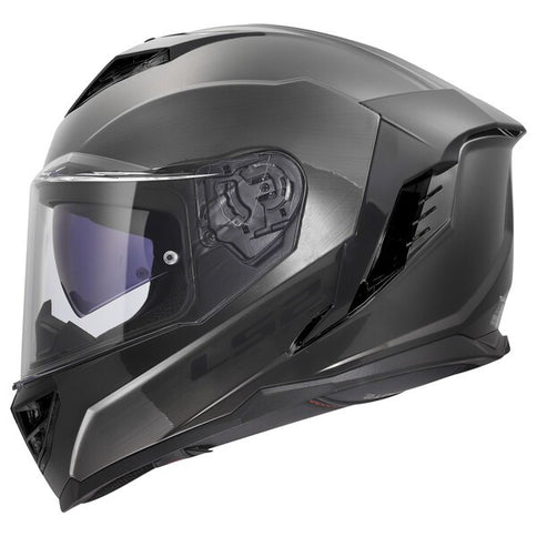 LS2 Storm 3 Dynamo Titanium FF818 road helmet with aerodynamic vents and sleek design, shown from the side in the image.