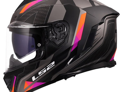 LS2 STORM 3 SPORTY matte grey and purple road helmet with aerodynamic design and vent openings.