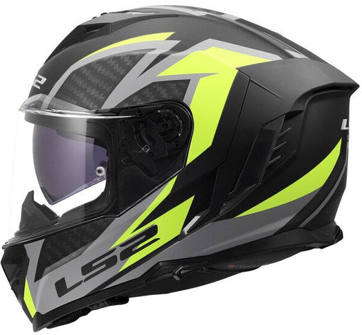 LS2 Storm Dynamo Hi-Viz Yellow road helmet with aerodynamic design and reflective accents for enhanced visibility and safety.