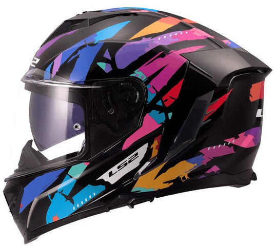 LS2 Storm 3 KAOS gloss black, purple, and blue road helmet with aerodynamic design and adjustable vents.