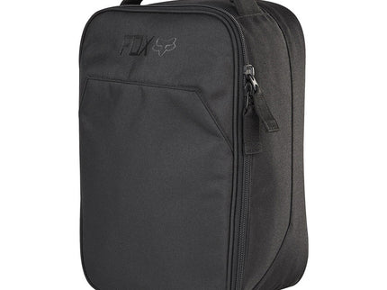 Black FOX helmet goggle case in a protective helmet bag with zipper closure and branded FOX logo.
