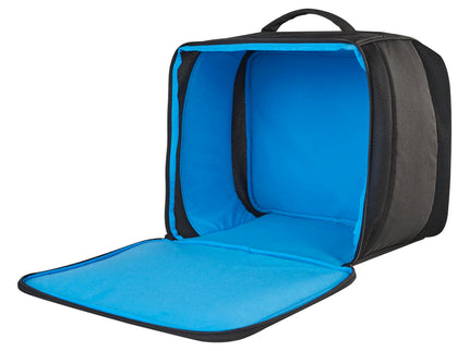 Black FOX Moto Helmet Bag with adjustable strap and logo, designed for storing and carrying motorcycle helmets.