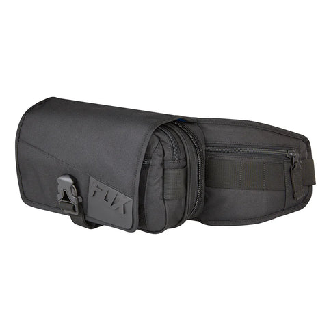 Black FOX Deluxe Toolpack with multiple compartments and sturdy handles, designed for organized tool storage and easy transport.