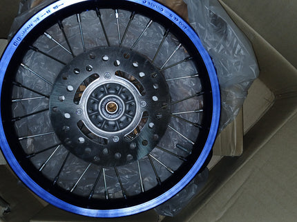 Yamaha YZ85 rear wheel kit with tire and hub assembly, motorcycle parts for off-road dirt bike riding.