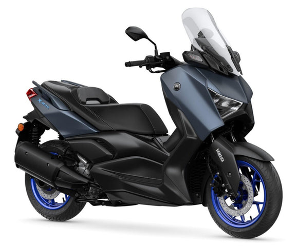 Yamaha X-MAX 300 2024 scooter in blue, front view showing sleek design and modern styling.
