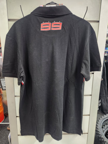 Black Jorge Lorenzo Limited Edition 99 polo shirt from 99 - The Official Collection, featuring a classic collar and embroidered logo.