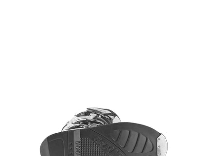 GAERNE GX1 MX boots in black and white, showcasing durable design and secure fit for motocross riding.