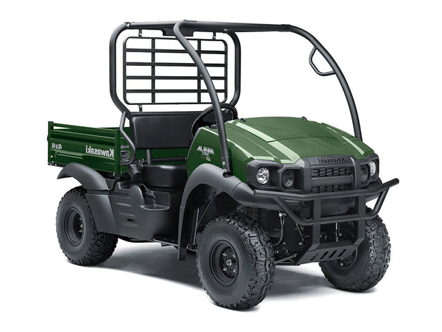 Kawasaki Mule SX 4x4 side-by-side utility vehicle with rugged design and seating for two, shown in green.