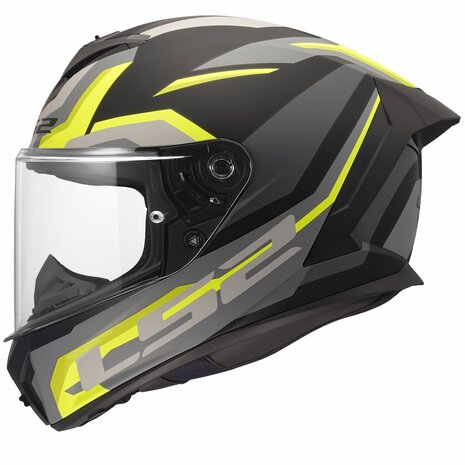 LS2 Rapid III road helmet in hyper black with hi-vis yellow matte finish, featuring aerodynamic design and ventilation.