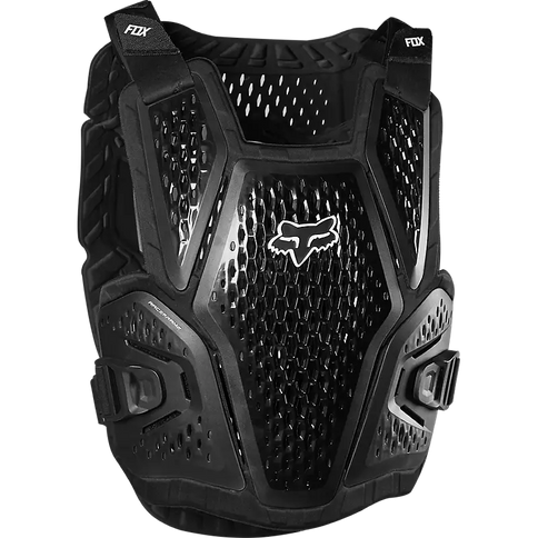 FOX Youth Raceframe Roost Chest Guard for race protection, showing padded chest and shoulder coverage for motocross safety.
