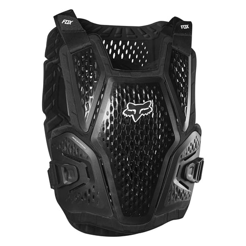 FOX Raceframe Roost Chest Guard, lightweight chest protection with adjustable straps and impact-resistant padding for motocross riding.