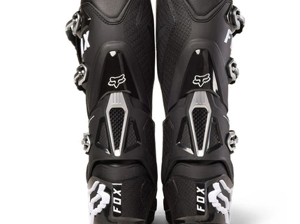 Black FOX Instinct MX Boots with rugged design, protective features, and durable materials for motocross riding.