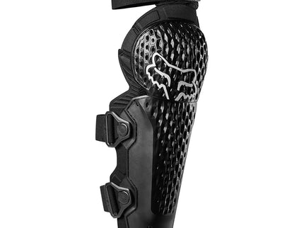 FOX Titan Race knee guard in black, featuring protective padding and durable construction for motocross or mountain biking.