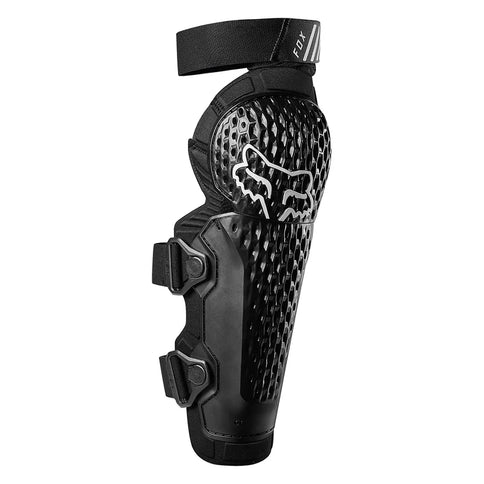 FOX Titan Race knee guard in black, featuring protective padding and durable construction for motocross or mountain biking.