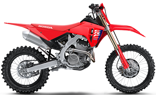 Honda CRF250RX off-road motorcycle in vibrant red with detailed features and sporty design.