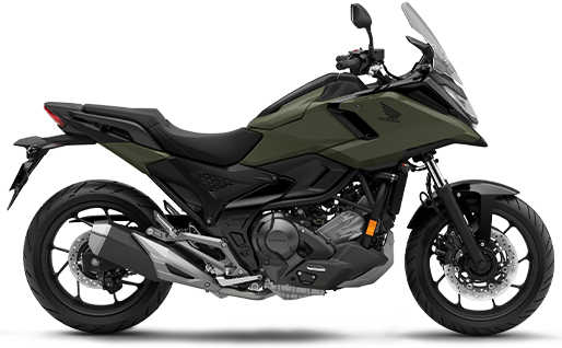 Honda NC750X motorcycle in vibrant green color, showcasing its sporty design and rugged adventure-ready features.