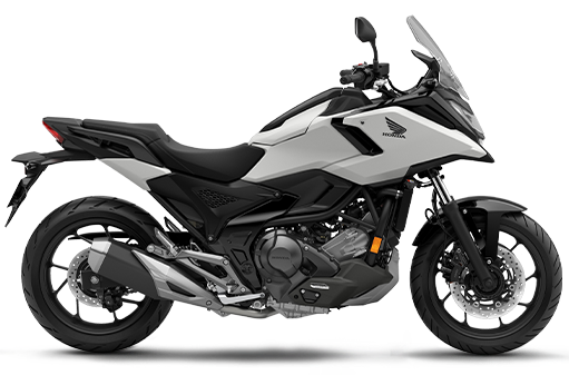 Honda NC750XD DCT motorcycle in white color, featuring a sleek design and detailed view of the bike's front and side profile.