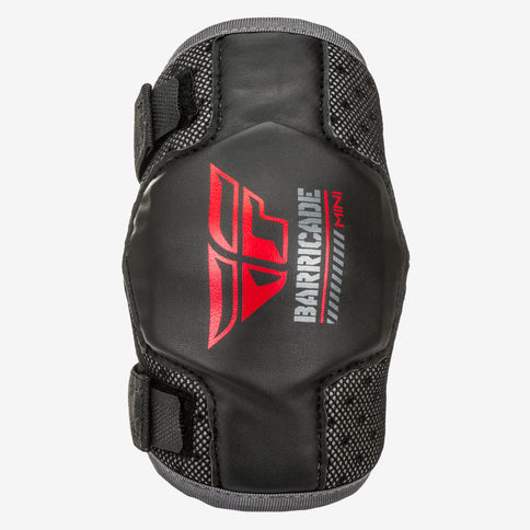 Fly Barricade Mini Elbow Guard for youth, protective elbow pad with padded design and adjustable strap for secure fit.