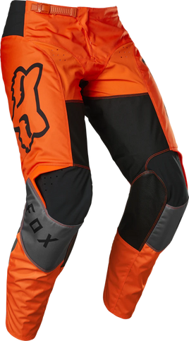 FOX 180 Lux MX Pants in Flo Orange with durable fabric and adjustable waist for motocross riding.