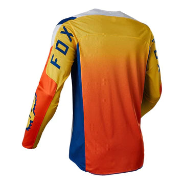 FOX 360 Rkane MX jersey in orange and blue, featuring lightweight fabric and bold color blocking for motocross riding.