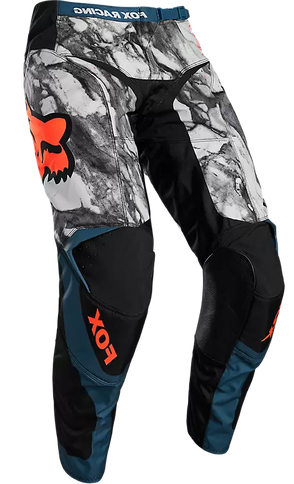 FOX 180 Karrera MX Pants in dark indigo, showing durable motocross pants with reinforced knees and adjustable waist.