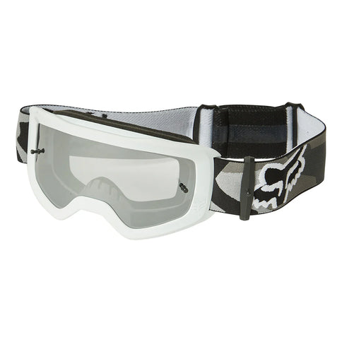 FOX Youth Main BNKR Goggle Spark MX goggles in black camo with clear lenses for motocross riding.