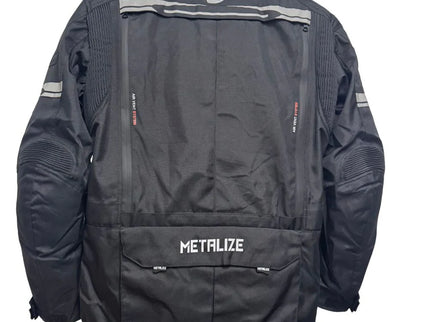 Black ACERBIS METALIZE 440 road jacket made of durable metalized material, designed for motorcycle riding.