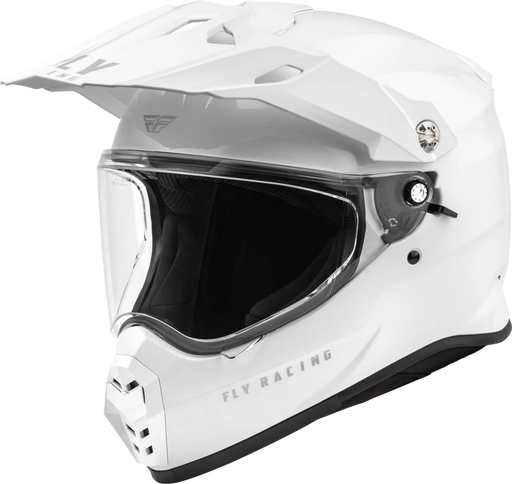 Fly Trekker solid white road helmet with aerodynamic design and adjustable straps, featuring the FLY brand logo.