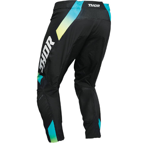Black THOR Prime Pro MX pants with reinforced knee areas and adjustable waist, designed for dirt bike riding.