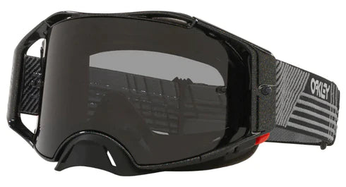 Oakley AIRBRAKE MX Goggle with Galaxy Black frame and dark grey lens, designed for motocross riding.