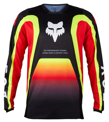 Black and red FOX MX jersey with 180 ballast design, featuring lightweight fabric and breathable mesh panels.