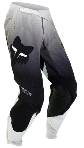 Black and gray FOX 360 Revise MX Pants with reinforced knees and adjustable waistband, designed for motocross riding.