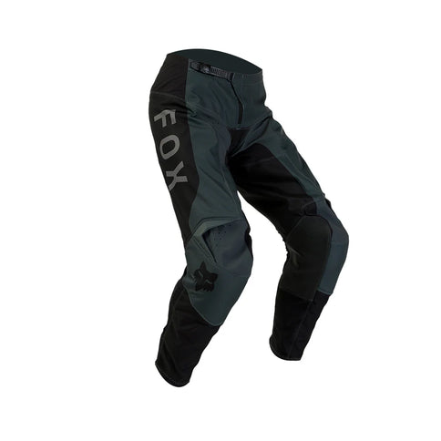 FOX 180 Nitro MX Pants shown in black with reinforced knee panels and adjustable waist for motocross riding.