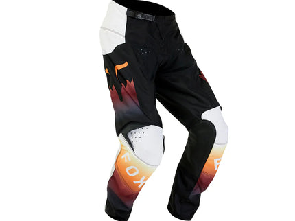 Black FOX 180 FLORA MX Pants with adjustable waistband and reinforced knees, designed for motocross riding.