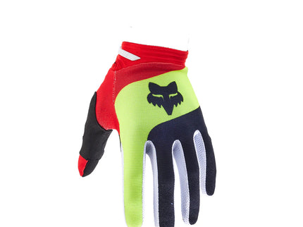 Black and red FOX MX gloves with 180 ballast design, featuring protective padding and flexible material for motocross riding.