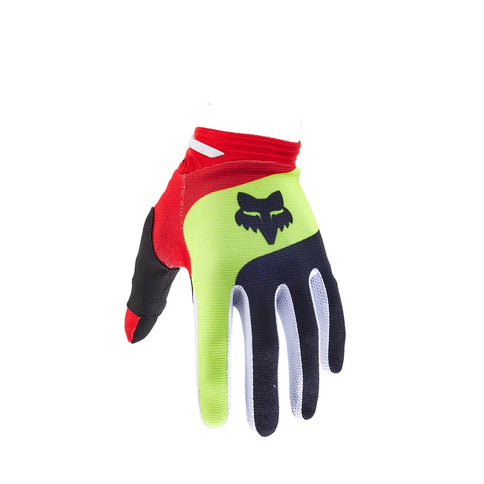 Black and red FOX MX gloves with 180 ballast design, featuring protective padding and flexible material for motocross riding.