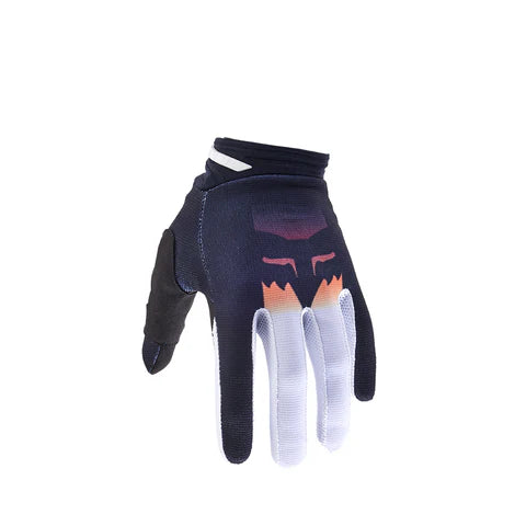 Black FOX 180 FLORA MX Gloves with padded palm and breathable fabric, designed for motocross riding.