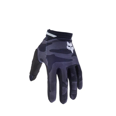 FOX 180 BNKR MX gloves with padded palms and adjustable wrist straps, designed for motocross riding.