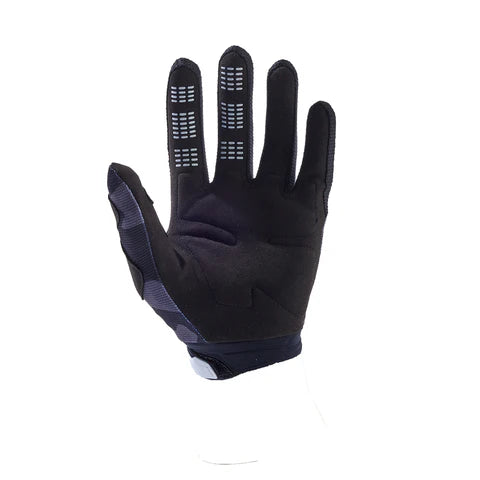 FOX 180 BNKR MX gloves featuring durable materials, reinforced palms, and a sleek design for motocross riding comfort.