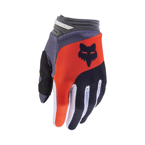 Fox 180 Ballast Youth MX gloves in black and gray, featuring durable construction and flexible design for motocross riding.