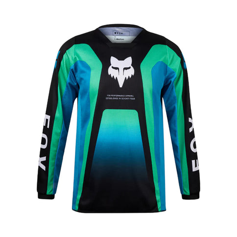 FOX180 Ballast Youth Jersey in black and blue, motocross MX jersey with vibrant color details and breathable fabric.