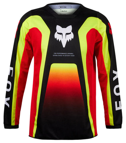 Fox 180 Ballast Youth MX jersey in black and red with bold graphics and lightweight, breathable fabric for motocross riding.