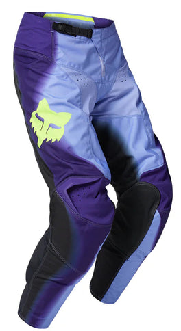 Black and blue FOX 180 Interfere MX pants with reinforced knee panels and adjustable waist straps.